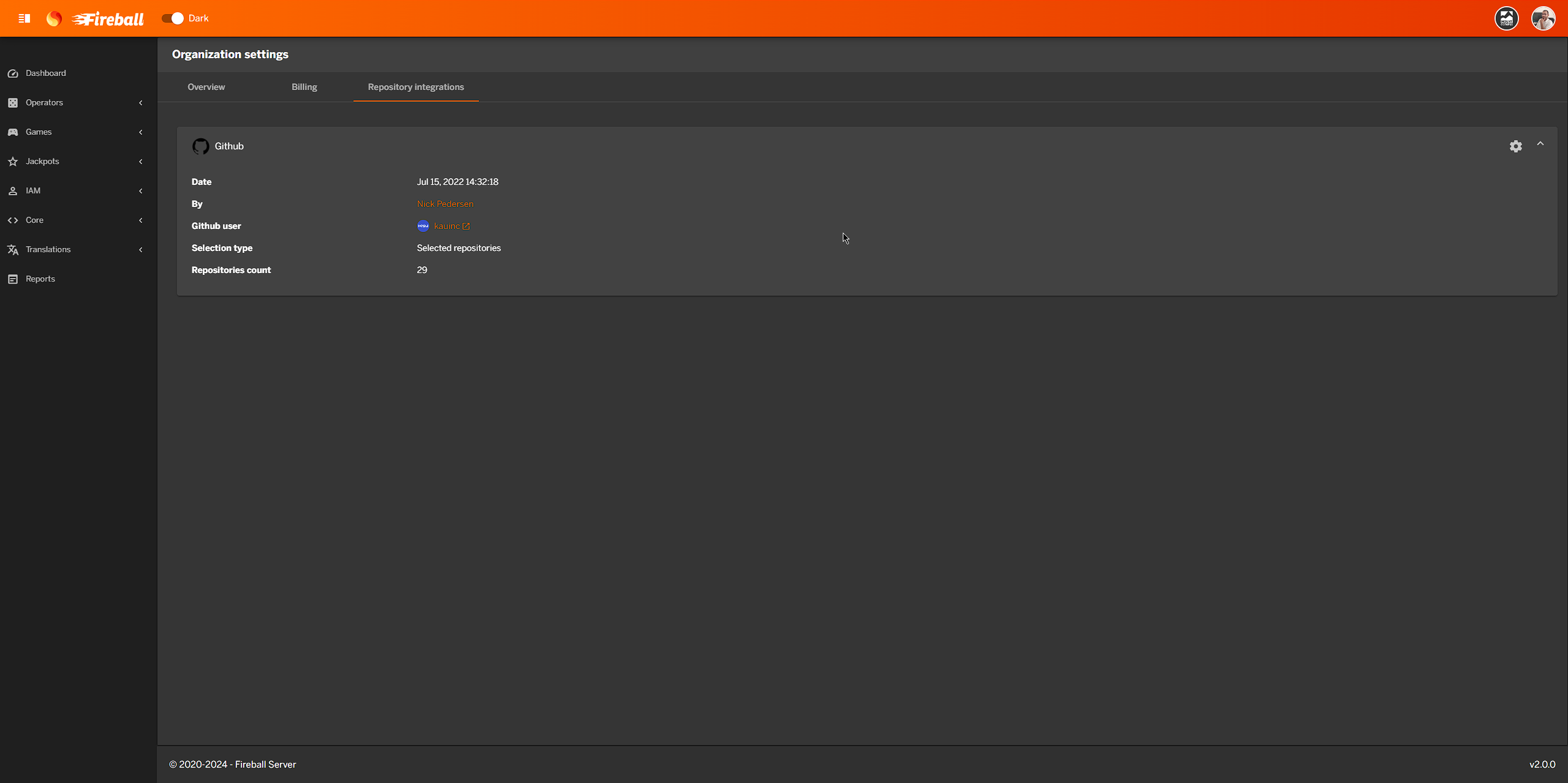 Organization settings